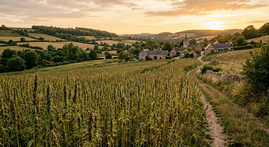 Hanfprohibition Geschichte – Hanffeld in historischer europäischer Landschaft
