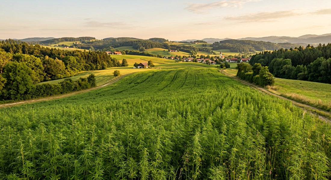 Österreichischer Hanf auf einem Bio-Feld in Österreich