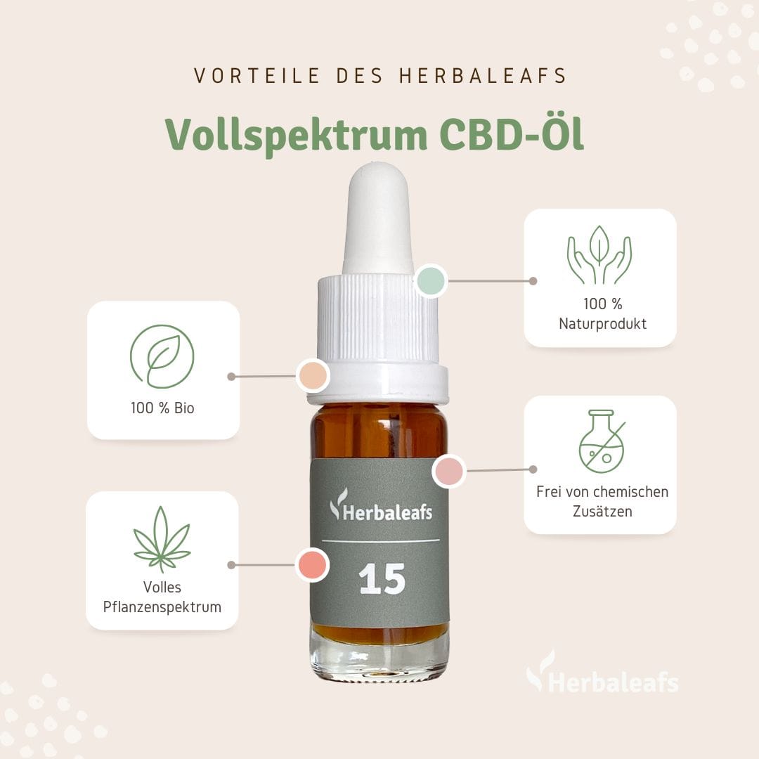 Vorteile des Herbaleafs Vollspektrum CBD-Öl 15 Prozent.